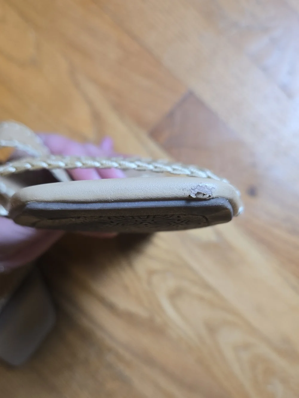 Joie Chiara tan stitched trim slide-on low heel sandals - Picture 3 of 7